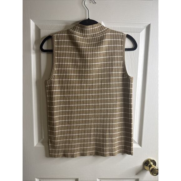 TALBOTS SLEEVELESS RIBBED SWEATER - METALLIC STRIPE sz medium - Picture 5 of 6